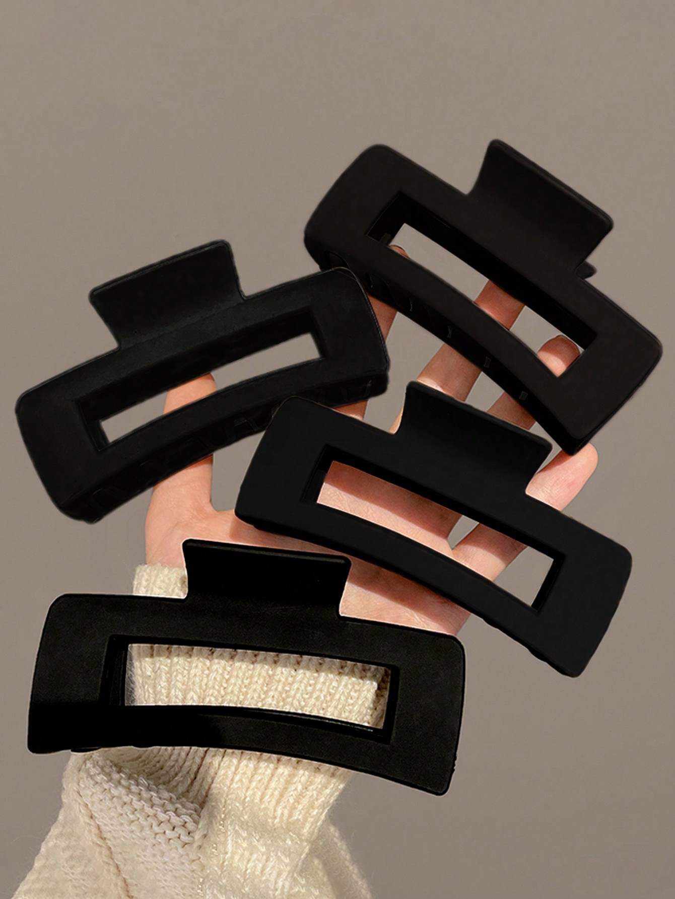 Formal Wear Hairstyles For Women - 4pcs Women Large Black Square Plastic