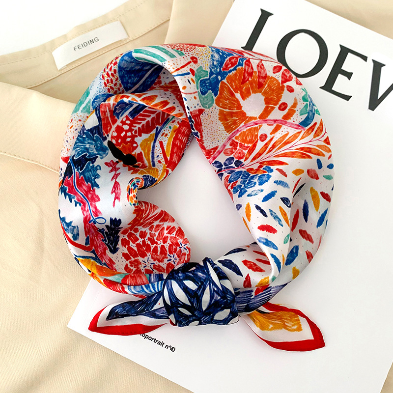 Scarf Silk Neck - 53cm Square Silk Scarf Women Nature