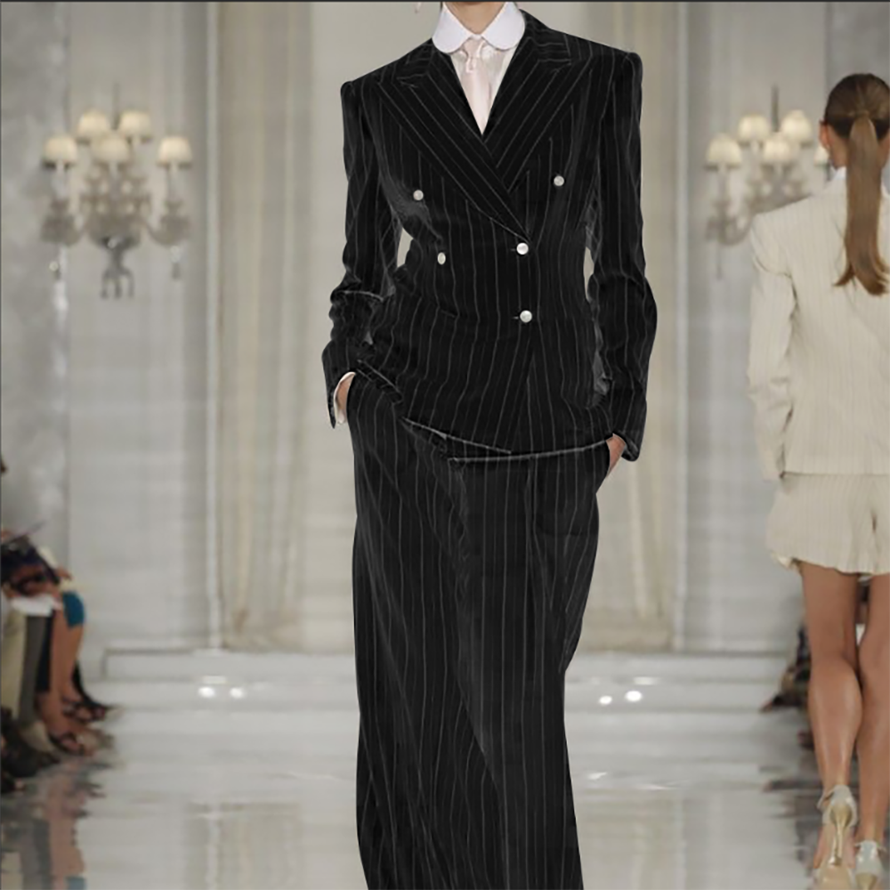 Women Formal Wear Shirt And Pant - Women's Striped 2Piece Stretch Office Wear