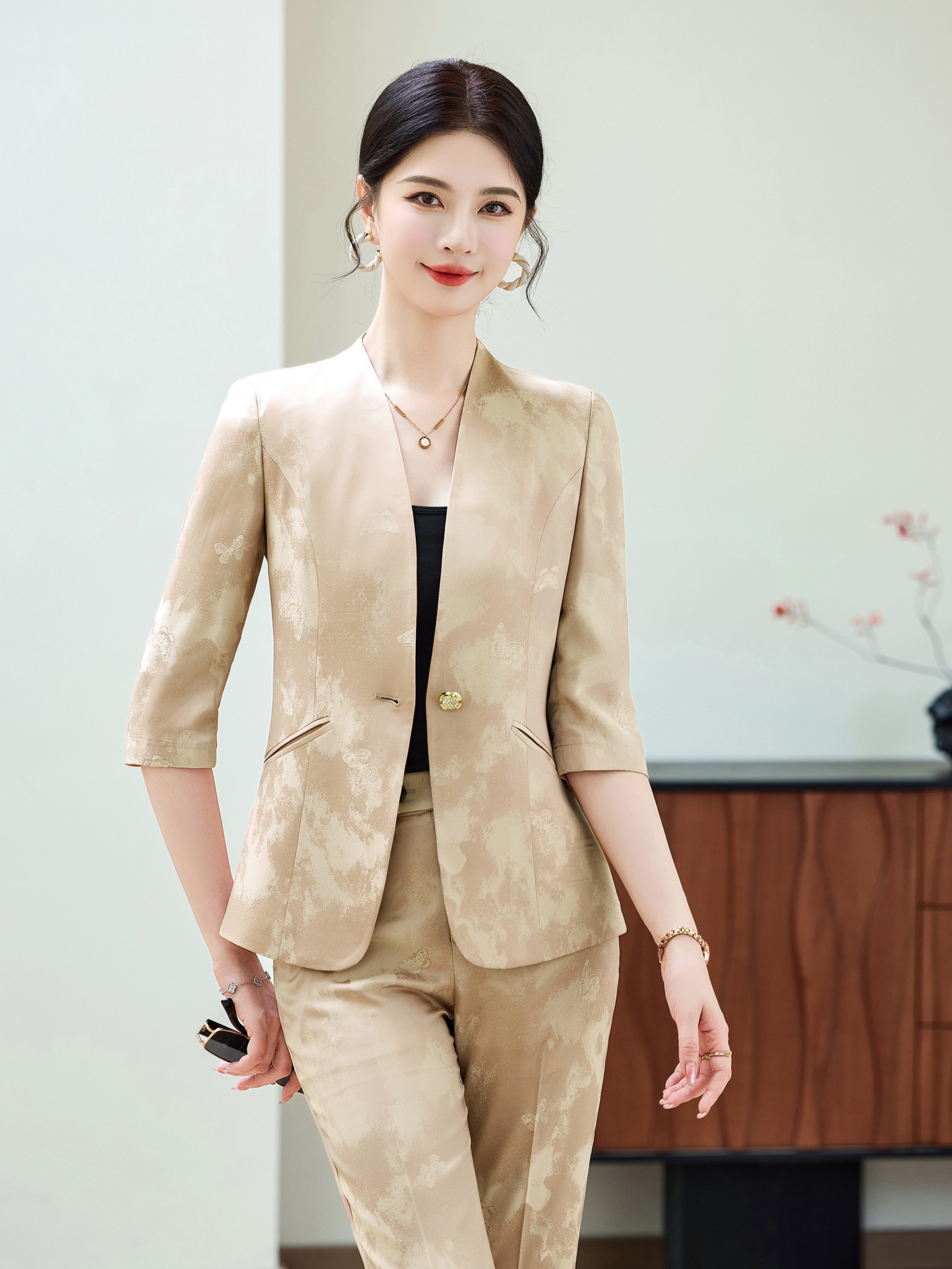 Fashion Office Ladies Blazer a - Women Formal Wear Trousers บทวิจารณ์และราคา
