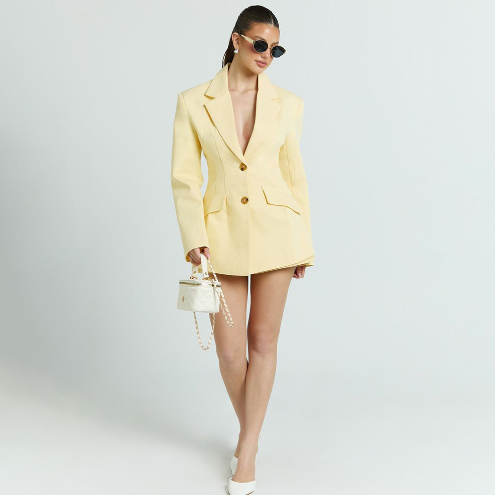 Light Yellow Women's 2Pic Suit - Women Formal Wear Shirt And Pant บทวิจารณ์และราคา