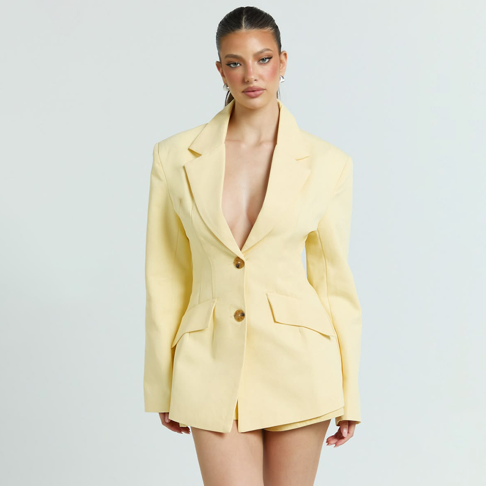Light Yellow Women's 2Pic Suit - Women Formal Wear Shirt And Pant บทวิจารณ์และราคา