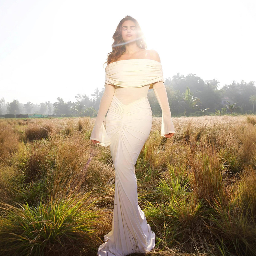 Beige Women Prom Dress Sexy Of - Women'S Formal Wear For Wedding Guest บทวิจารณ์และราคา
