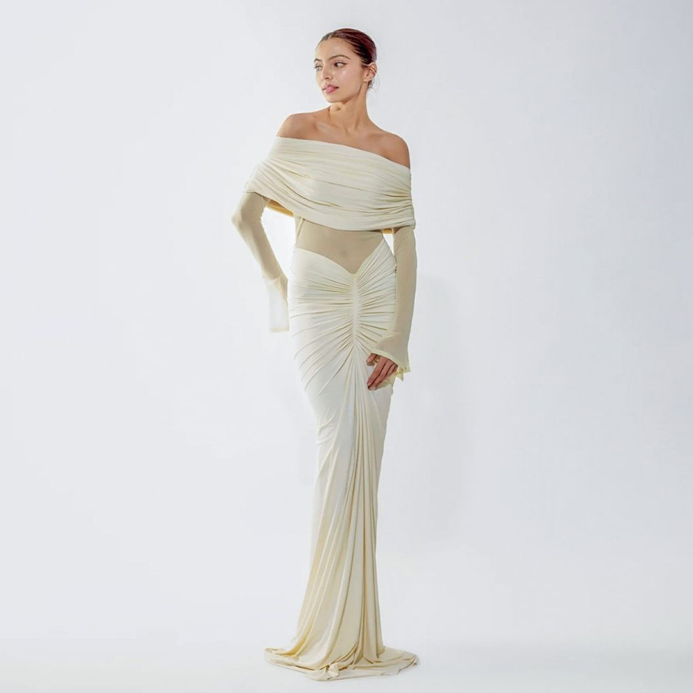 Beige Women Prom Dress Sexy Of - Women'S Formal Wear For Wedding Guest บทวิจารณ์และราคา