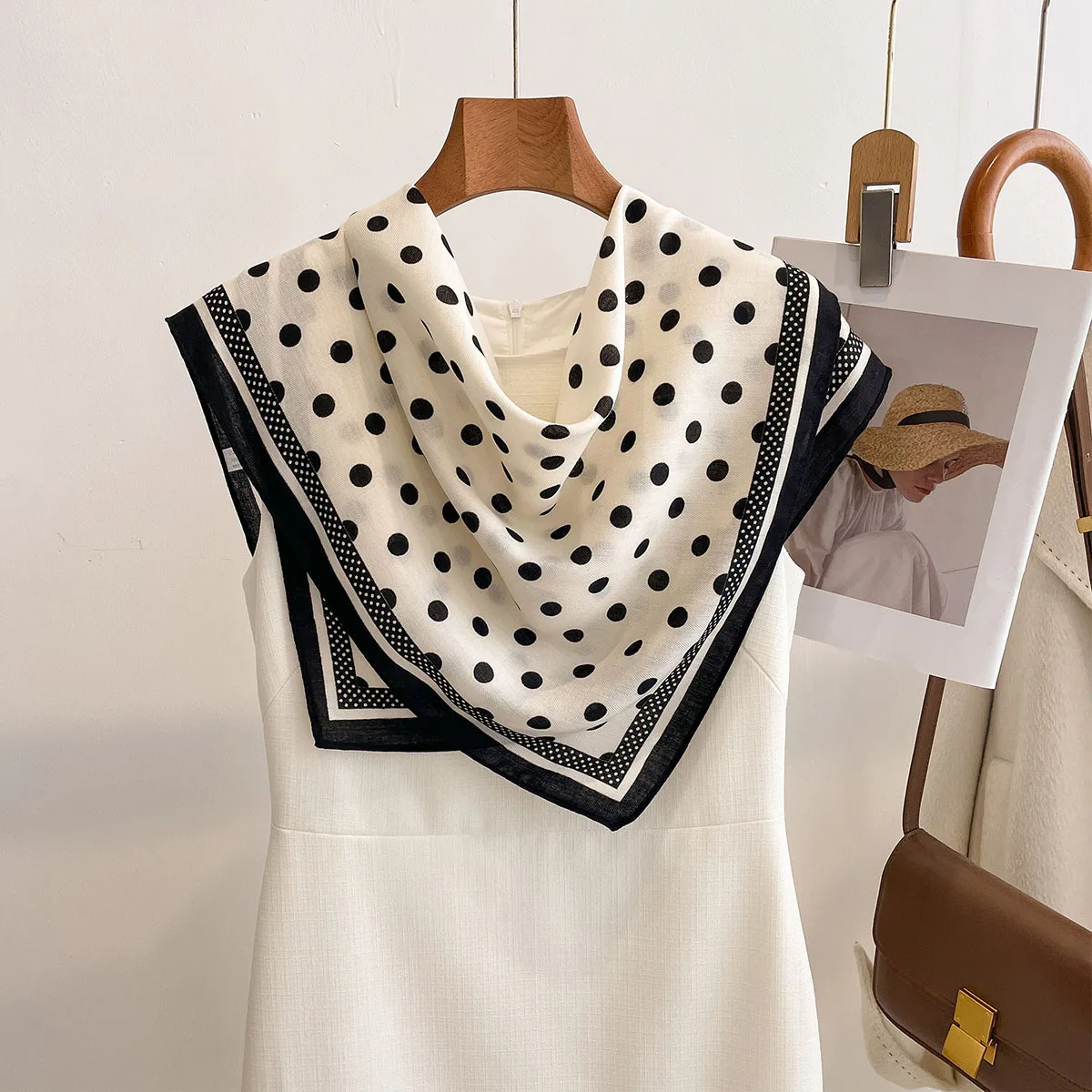 Luxury Polka Dot Printed Squar - Scarf Silk Neck บทวิจารณ์และราคา