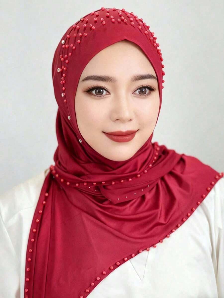 Elegant Women Solid Color Faux - Women Formal Wear Hijab บทวิจารณ์และราคา