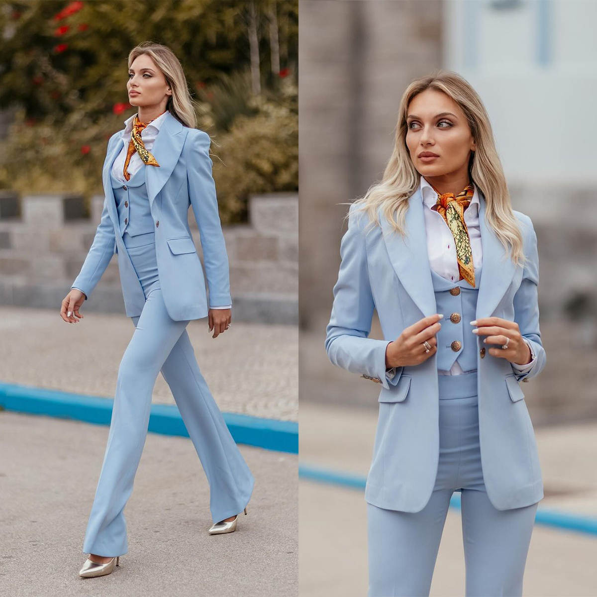Women Formal Suits Sky Blue Pe - Women Formal Wear Tailor บทวิจารณ์และราคา