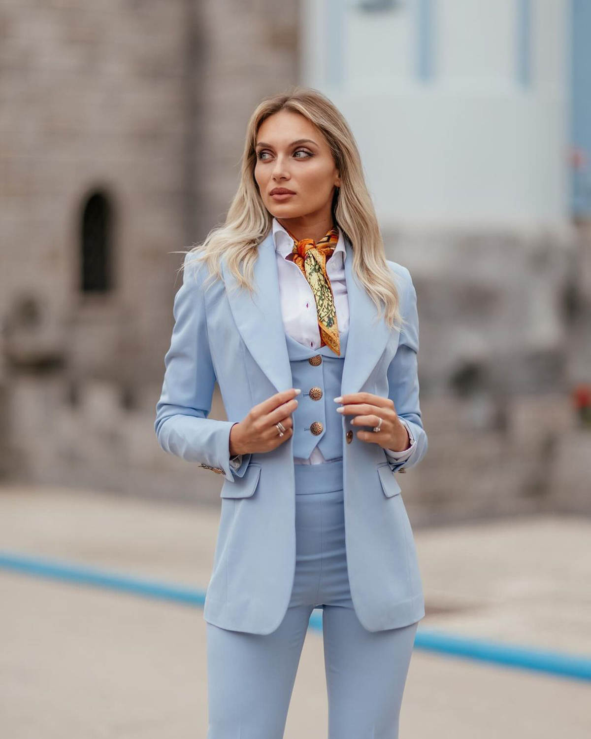 Women Formal Suits Sky Blue Pe - Women Formal Wear Tailor บทวิจารณ์และราคา