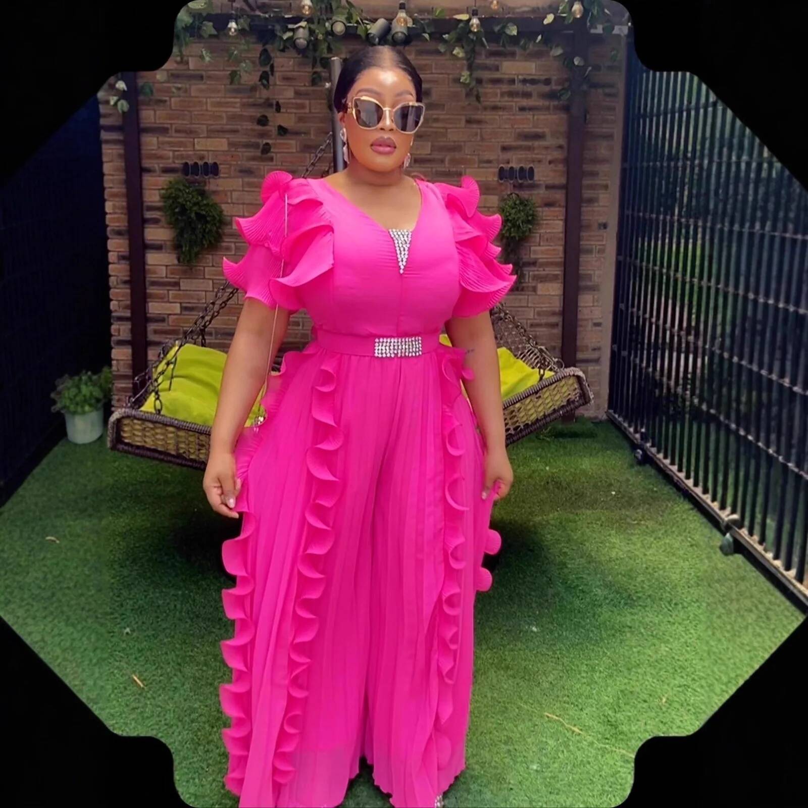 Plus Size Women's V-neck Ruffl - Women Formal Wear For Summer บทวิจารณ์และราคา