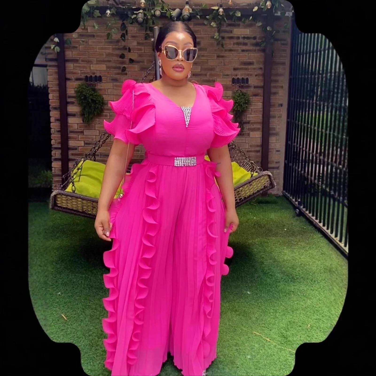 Plus Size Women's V-neck Ruffl - Women Formal Wear For Summer บทวิจารณ์และราคา