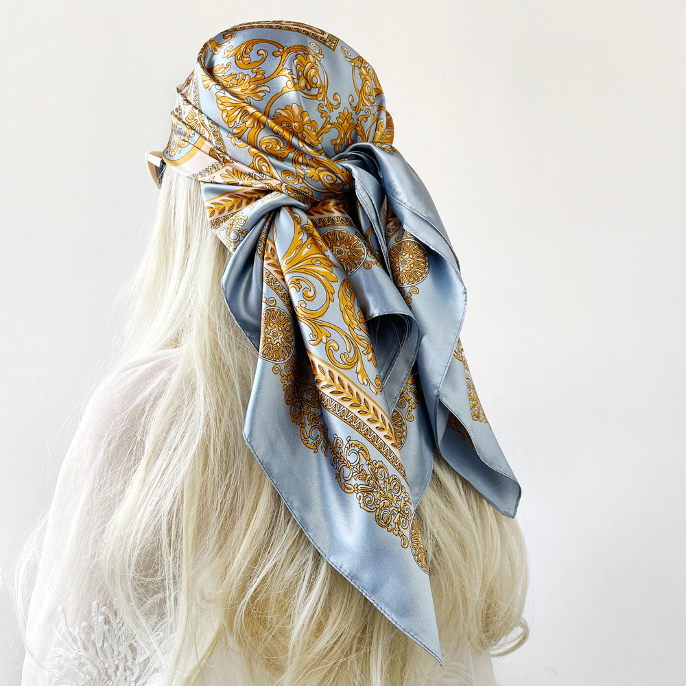 Silk Shawl Satin Square Scarf  - Scarf Silk Neck บทวิจารณ์และราคา