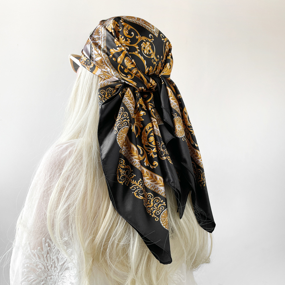 Silk Shawl Satin Square Scarf  - Scarf Silk Neck บทวิจารณ์และราคา
