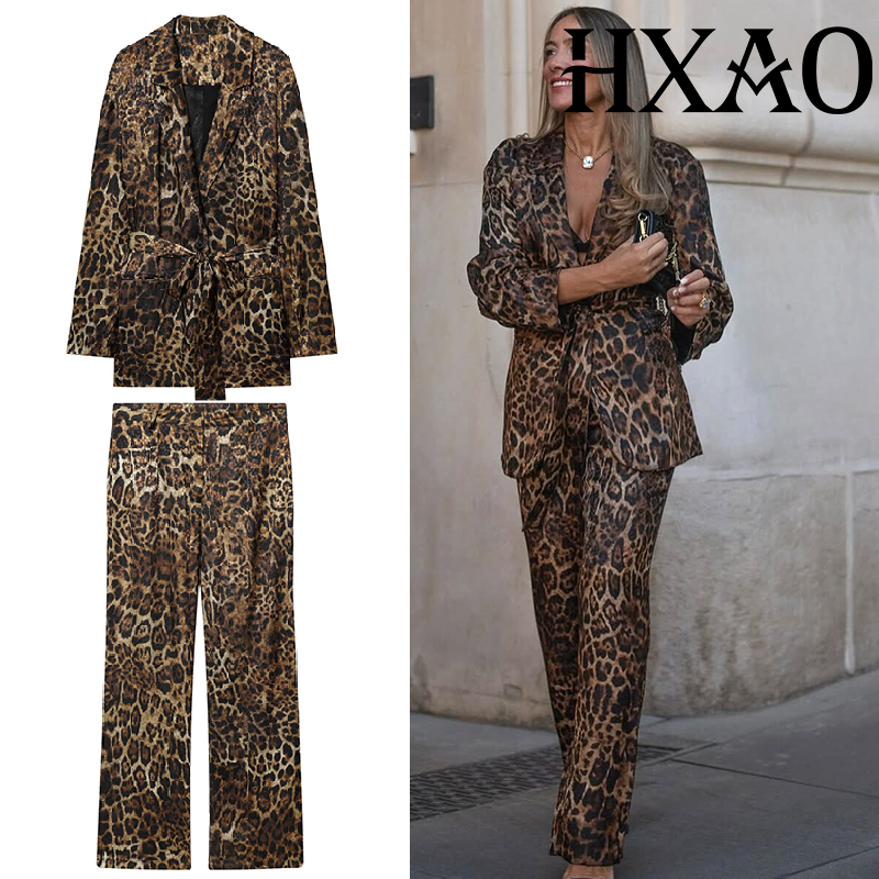 HXAO Leopard Pants Sets 2 Piec - Women'S Formal Wear Pants บทวิจารณ์และราคา