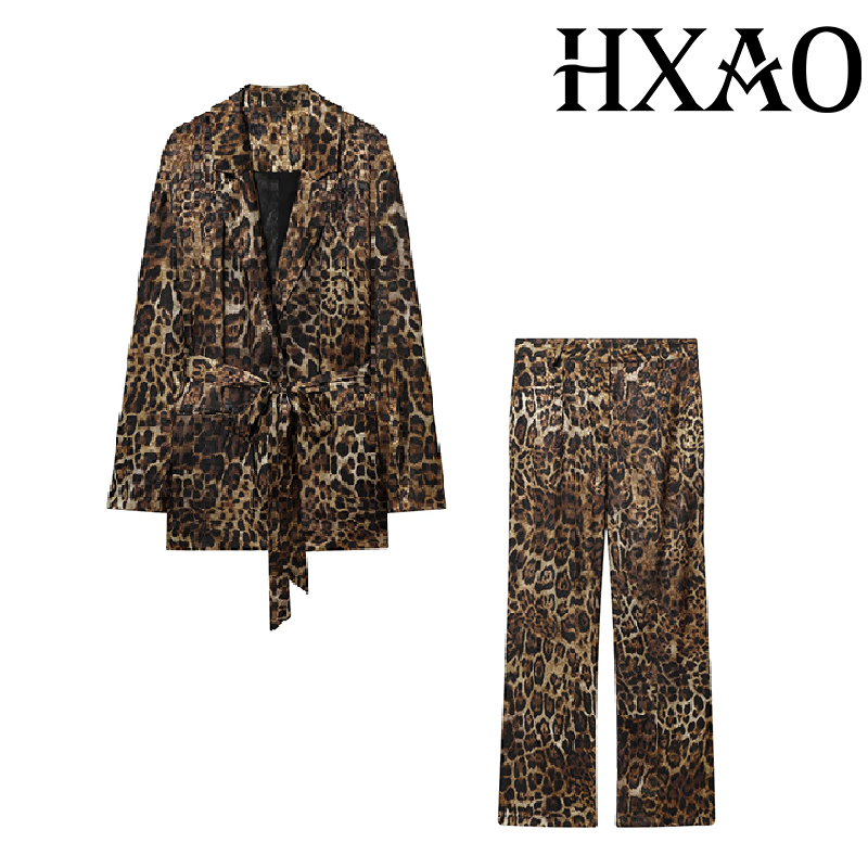 HXAO Leopard Pants Sets 2 Piec - Women'S Formal Wear Pants บทวิจารณ์และราคา