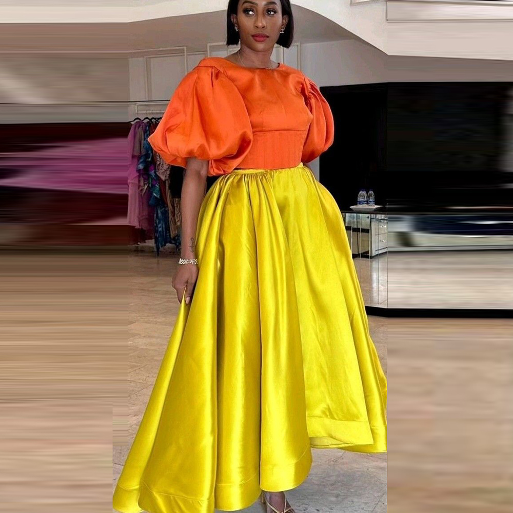 Bright Yellow Satin Skirts Lad - Women'S Formal Wear For Girls บทวิจารณ์และราคา