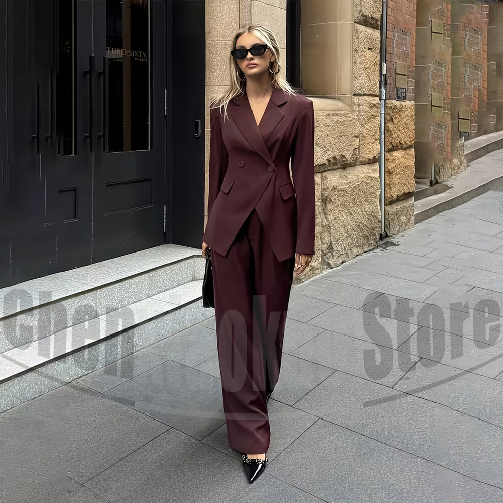 Women Suit Chic Notch Lapel Do - Women Formal Wear Shirt And Pant บทวิจารณ์และราคา