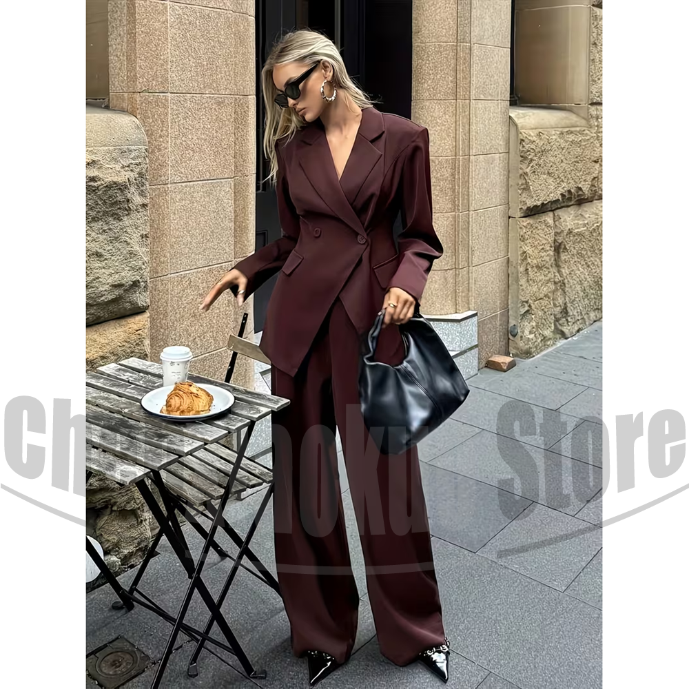 Women Suit Chic Notch Lapel Do - Women Formal Wear Shirt And Pant บทวิจารณ์และราคา