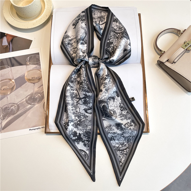 Luxury Long Neckerchief Skinny - Scarf Silk Neck บทวิจารณ์และราคา