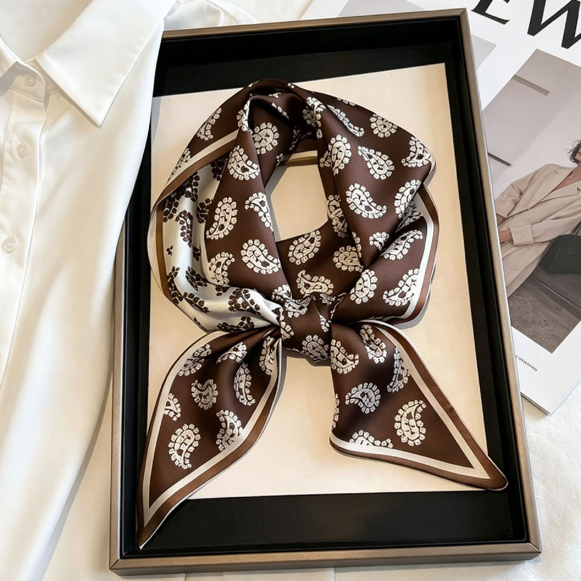 Luxury Long Neckerchief Skinny - Scarf Silk Neck บทวิจารณ์และราคา