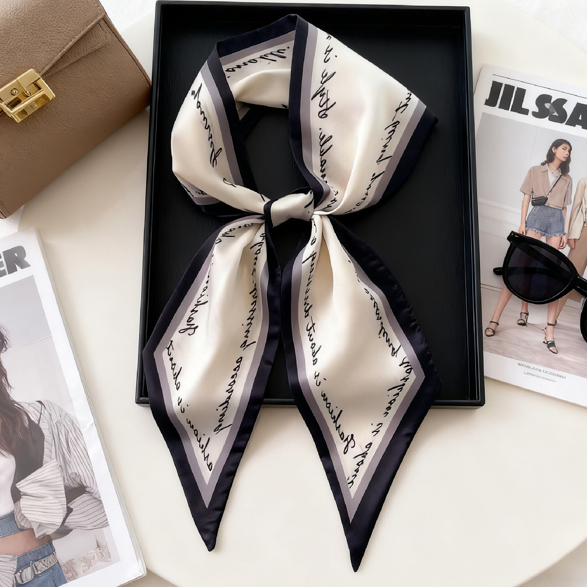 Luxury Long Neckerchief Skinny - Scarf Silk Neck บทวิจารณ์และราคา