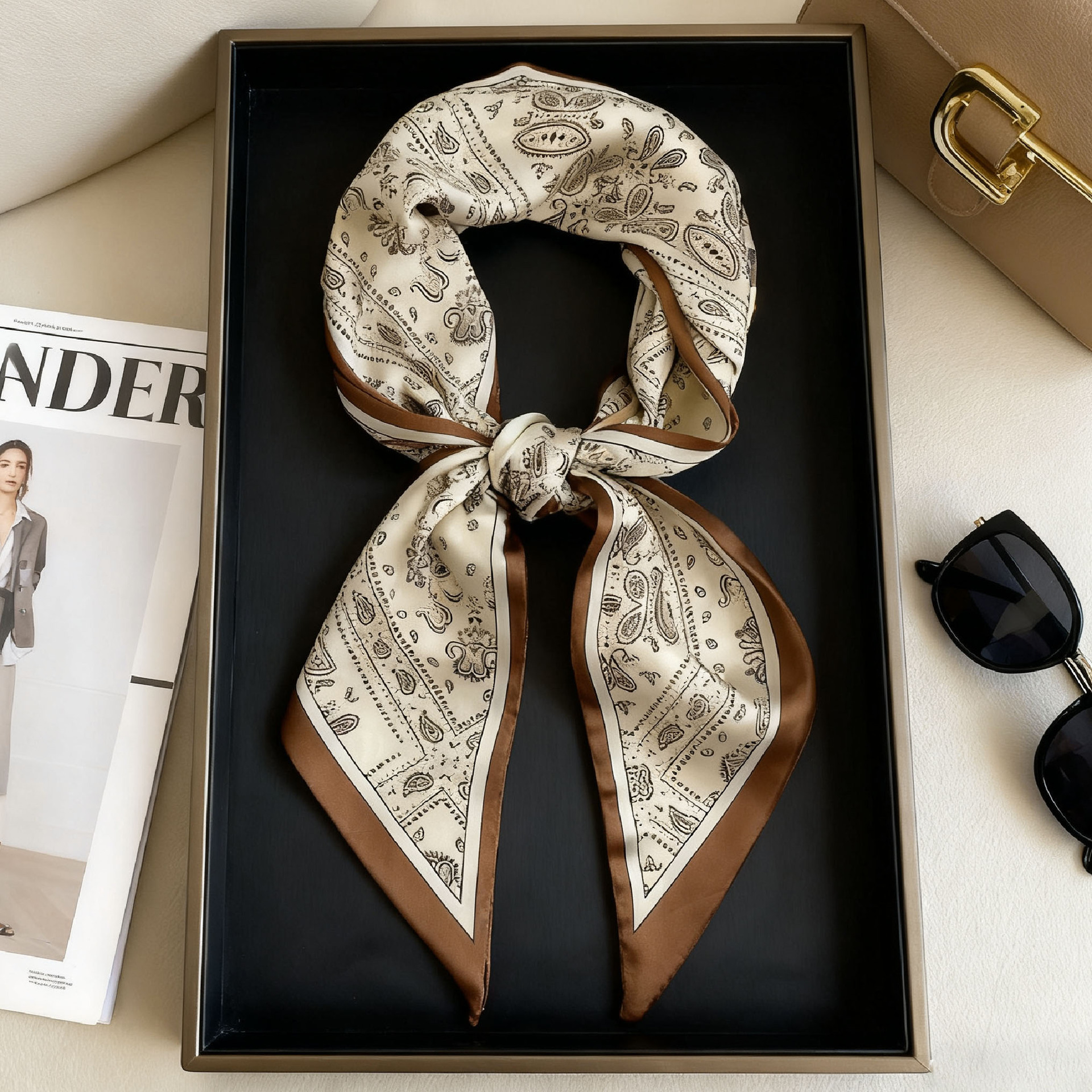 Luxury Long Neckerchief Skinny - Scarf Silk Neck บทวิจารณ์และราคา