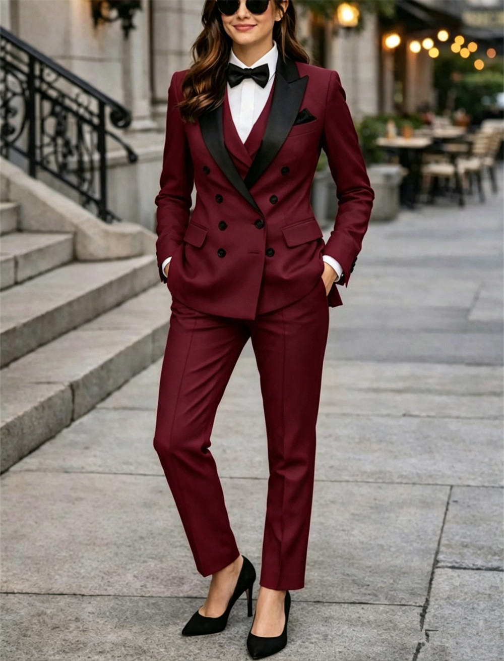 Double Breasted Women's Suits  - Women Formal Wear Vest บทวิจารณ์และราคา
