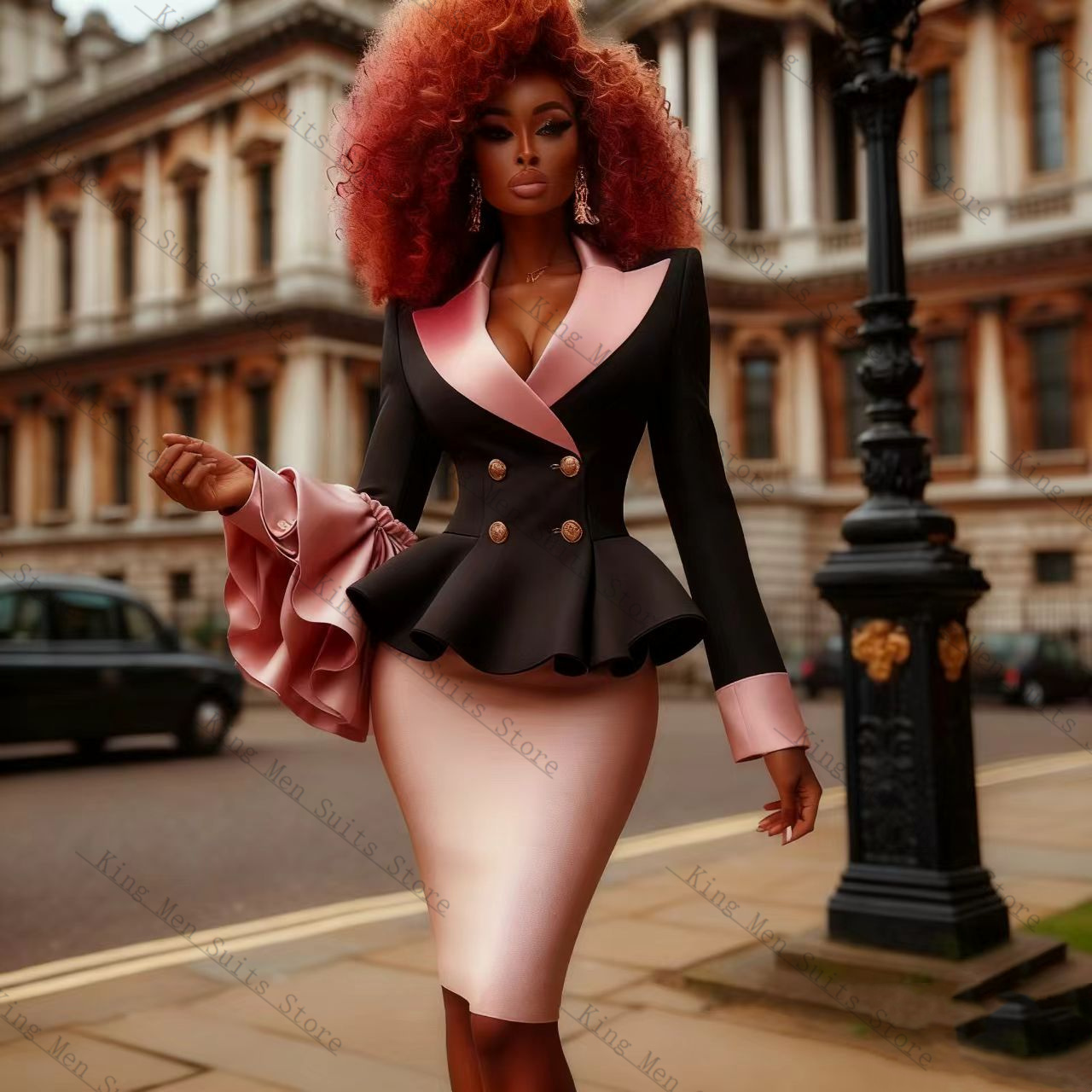 Black Pink Women Suit Set 2 Pc - Women'S Formal Wear For Wedding Guest บทวิจารณ์และราคา