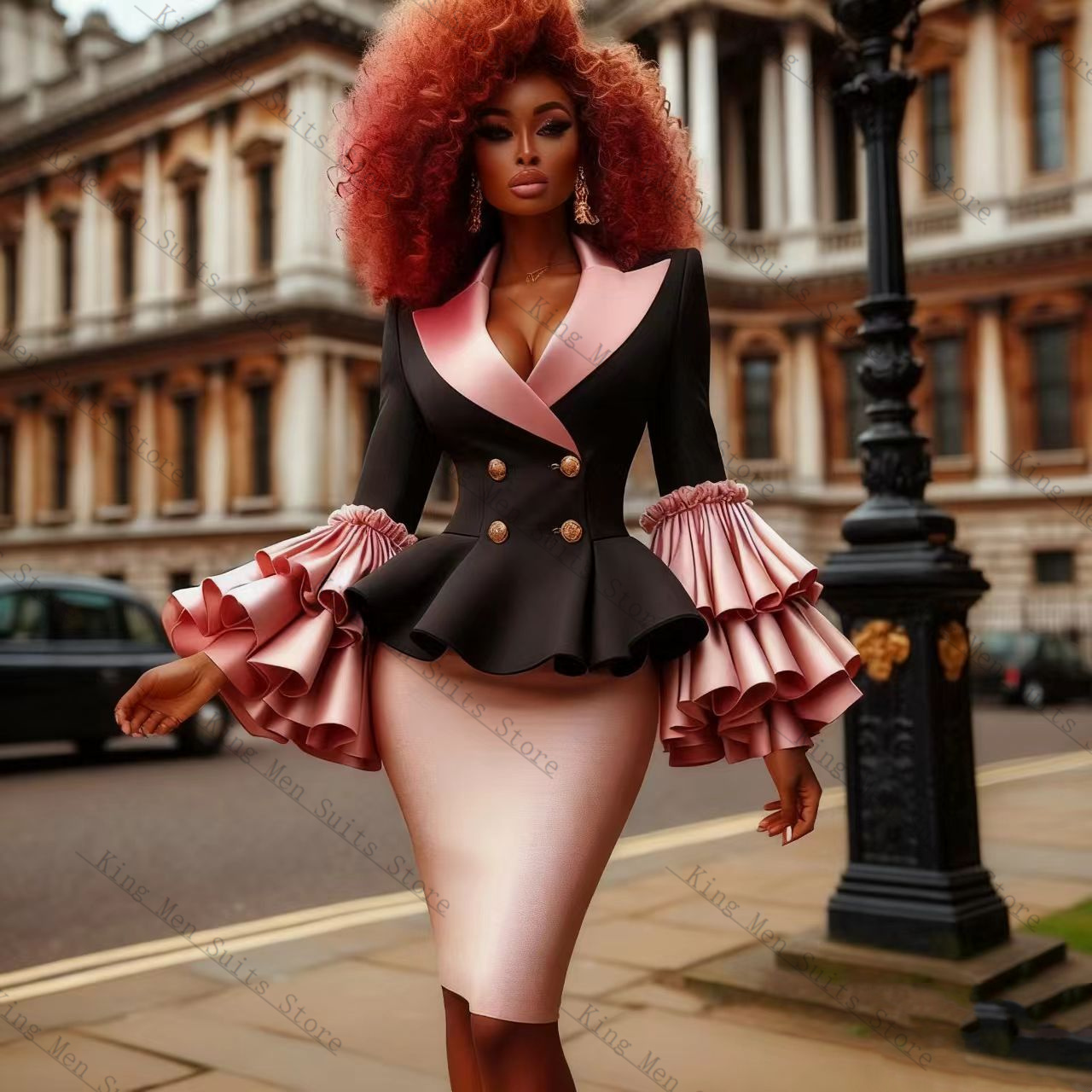 Black Pink Women Suit Set 2 Pc - Women'S Formal Wear For Wedding Guest บทวิจารณ์และราคา