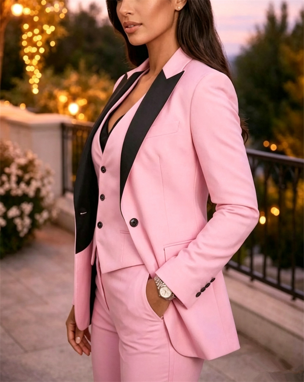 Pink Elegant Women's Suits 3 P - Women Formal Wear Vest บทวิจารณ์และราคา