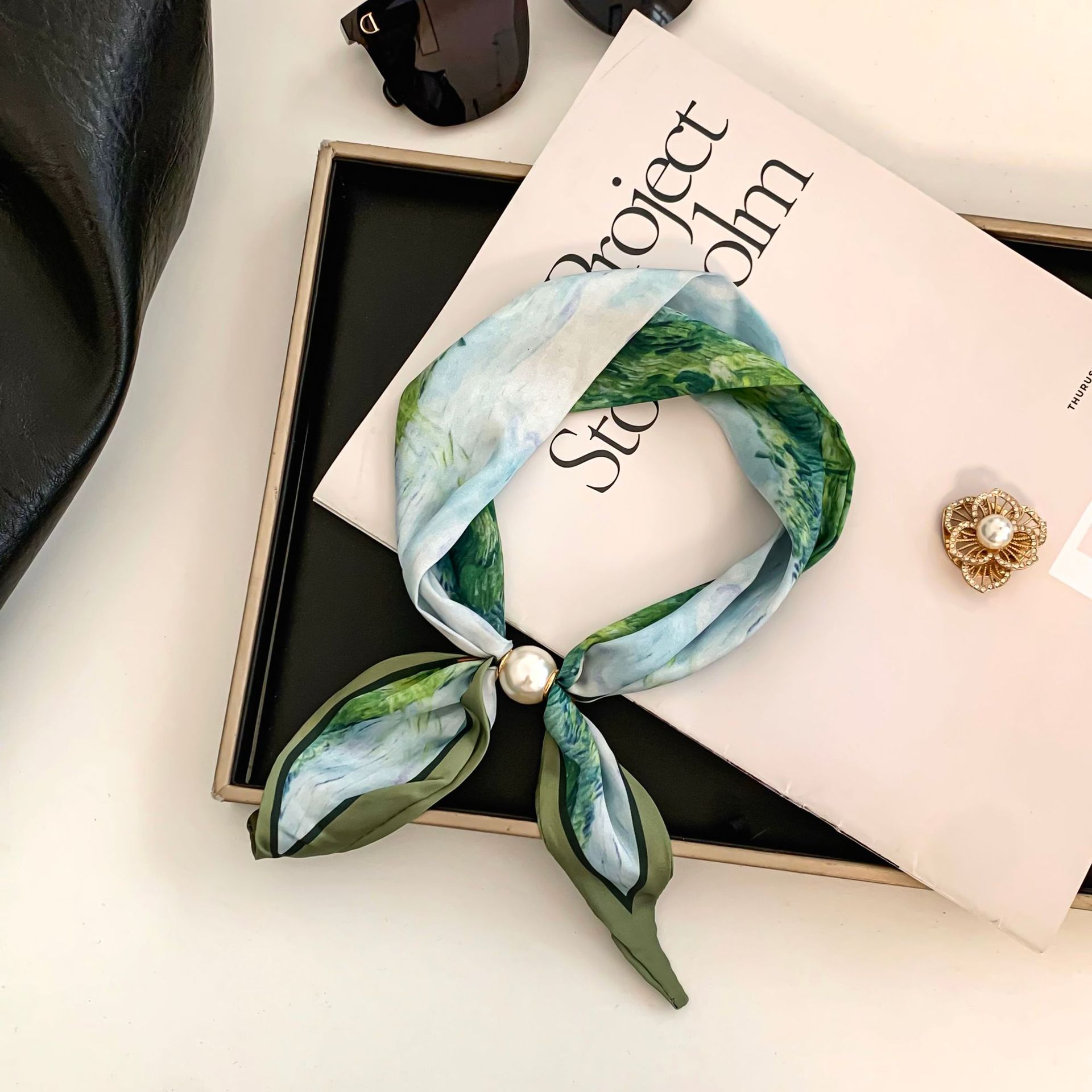 Cashew Flower Silk Scarf Effor - Scarf Silk Neck บทวิจารณ์และราคา