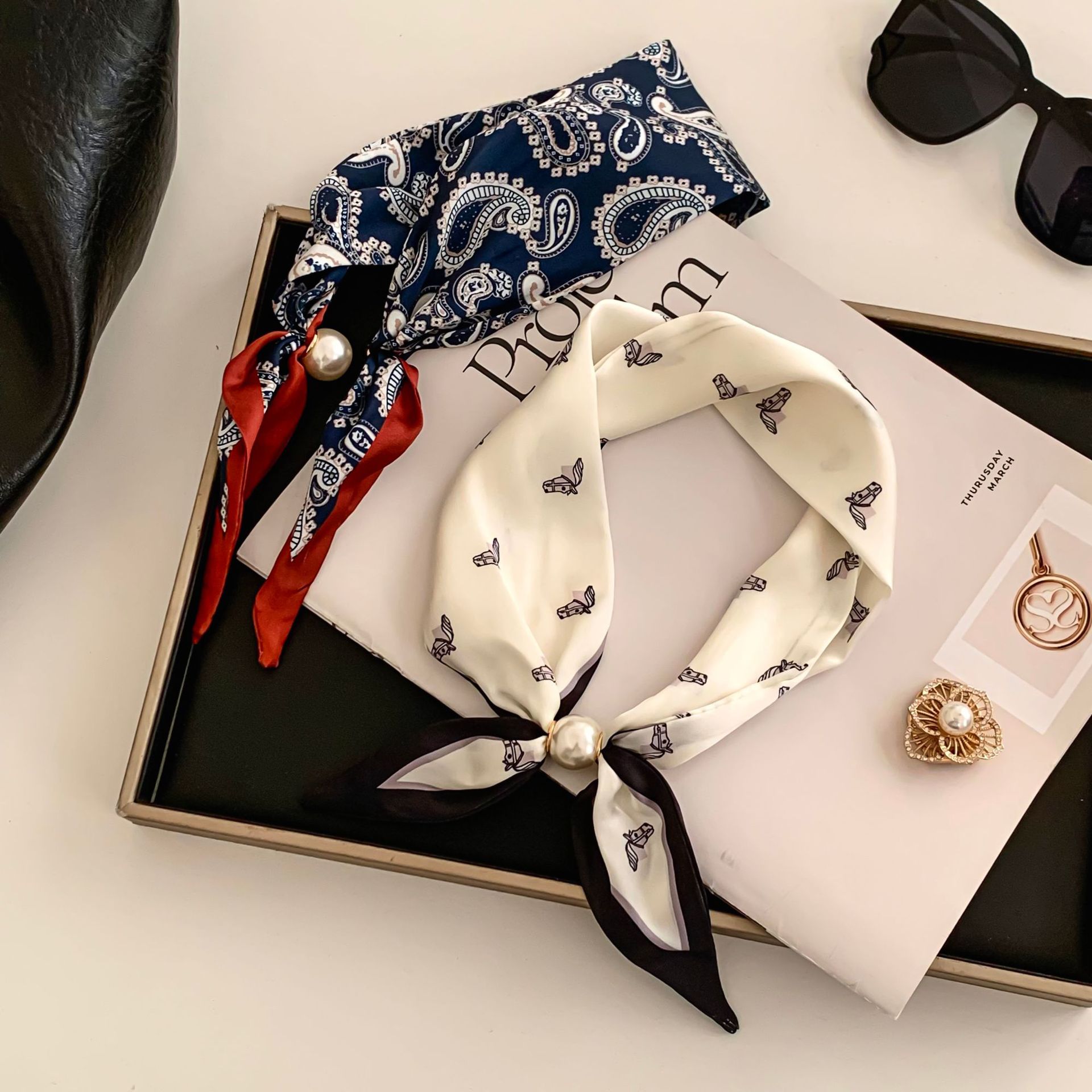 Cashew Flower Silk Scarf Effor - Scarf Silk Neck บทวิจารณ์และราคา