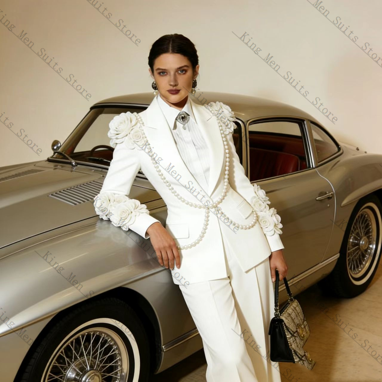 Luxury White Women Suit Set 2  - Women Formal Wear Trousers บทวิจารณ์และราคา