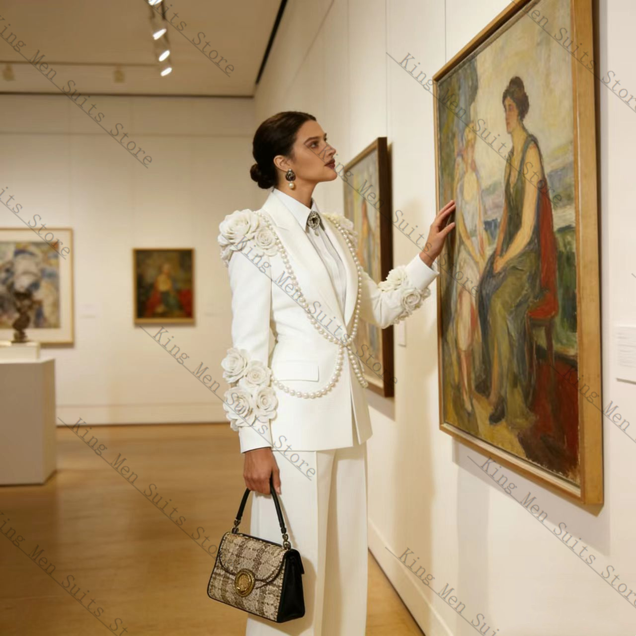 Luxury White Women Suit Set 2  - Women Formal Wear Trousers บทวิจารณ์และราคา