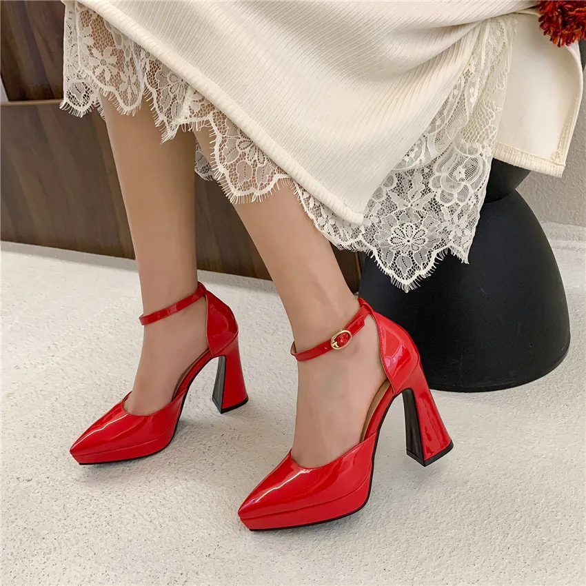 Red Black Patent Leather Platf - Women Formal Wear For Summer บทวิจารณ์และราคา