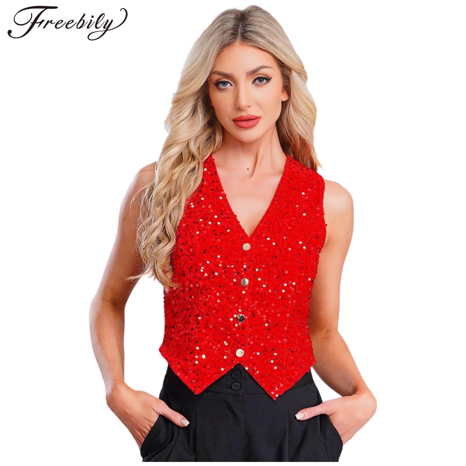 Women Shiny Sequins Vest Chris - Women Formal Wear Vest บทวิจารณ์และราคา