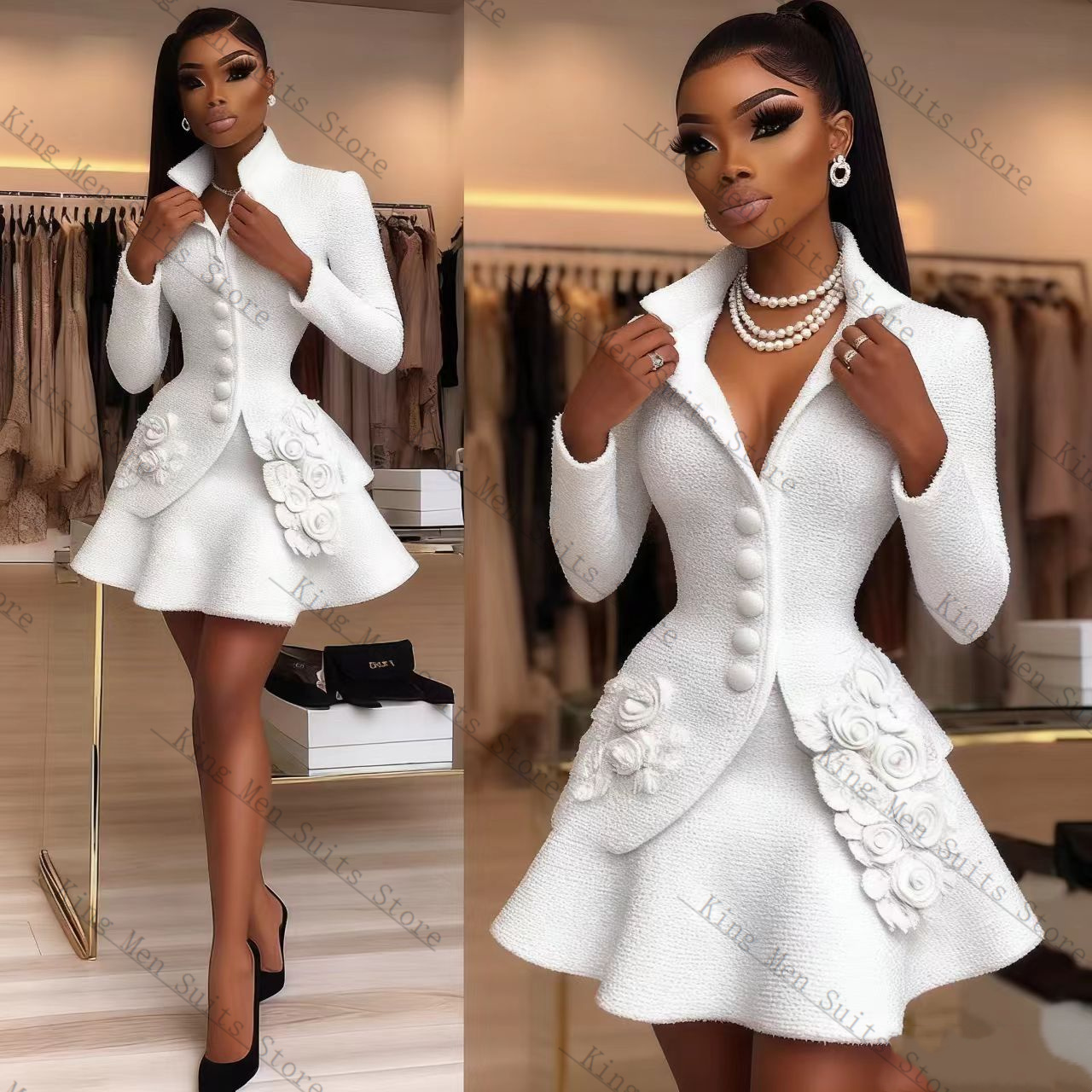 Luxury White Women Suit Set 2  - Women'S Formal Wear For Wedding Guest บทวิจารณ์และราคา