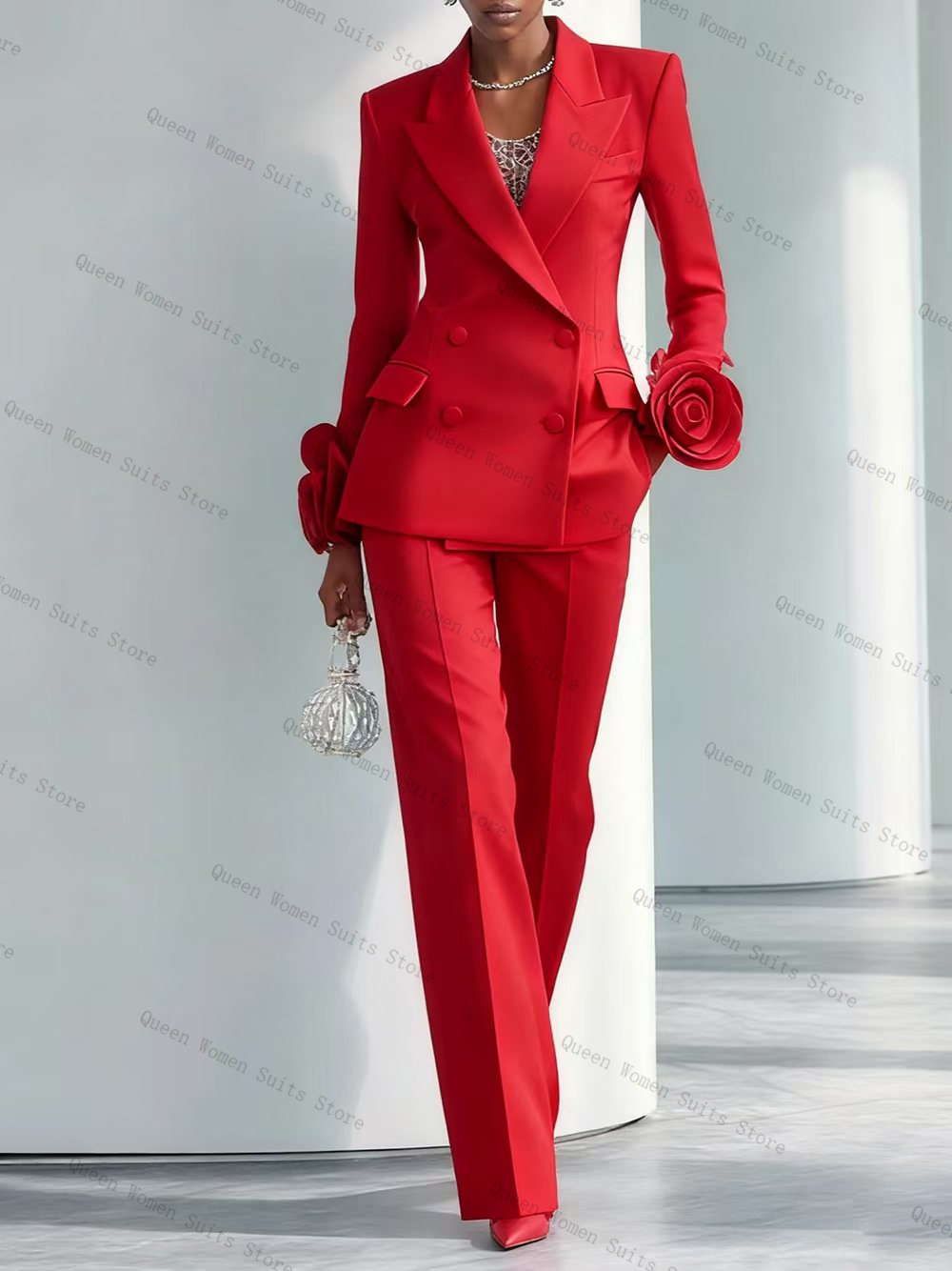 Luxury Red Women Suit Set 2 Pc - Women'S Formal Wear For Wedding Guest บทวิจารณ์และราคา