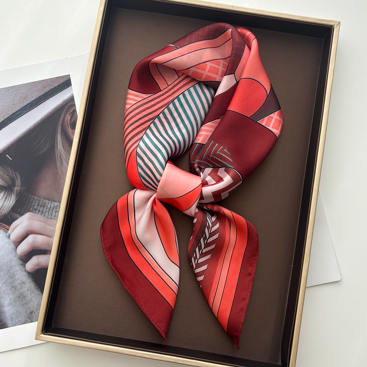 Luxury Square Scarf For Women  - Scarf Silk Neck บทวิจารณ์และราคา