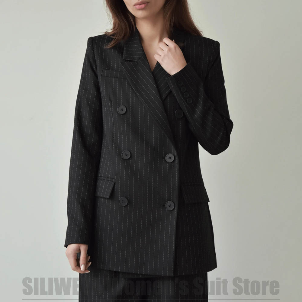Black Women's Striped Suit Fas - Women Formal Wear Shirt And Pant บทวิจารณ์และราคา