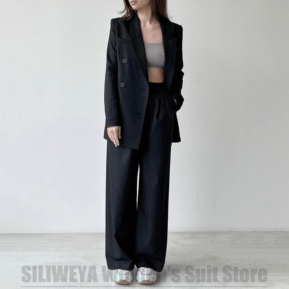 Black Women's Striped Suit Fas - Women Formal Wear Shirt And Pant บทวิจารณ์และราคา