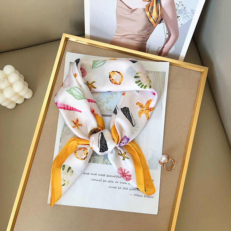 Women Silk Feeling Square Scar - Scarf Silk Neck บทวิจารณ์และราคา