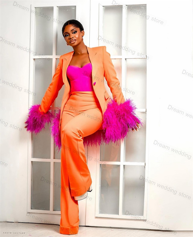 Ostrich Feather Orange Women S - Women Formal Wear Tailor บทวิจารณ์และราคา