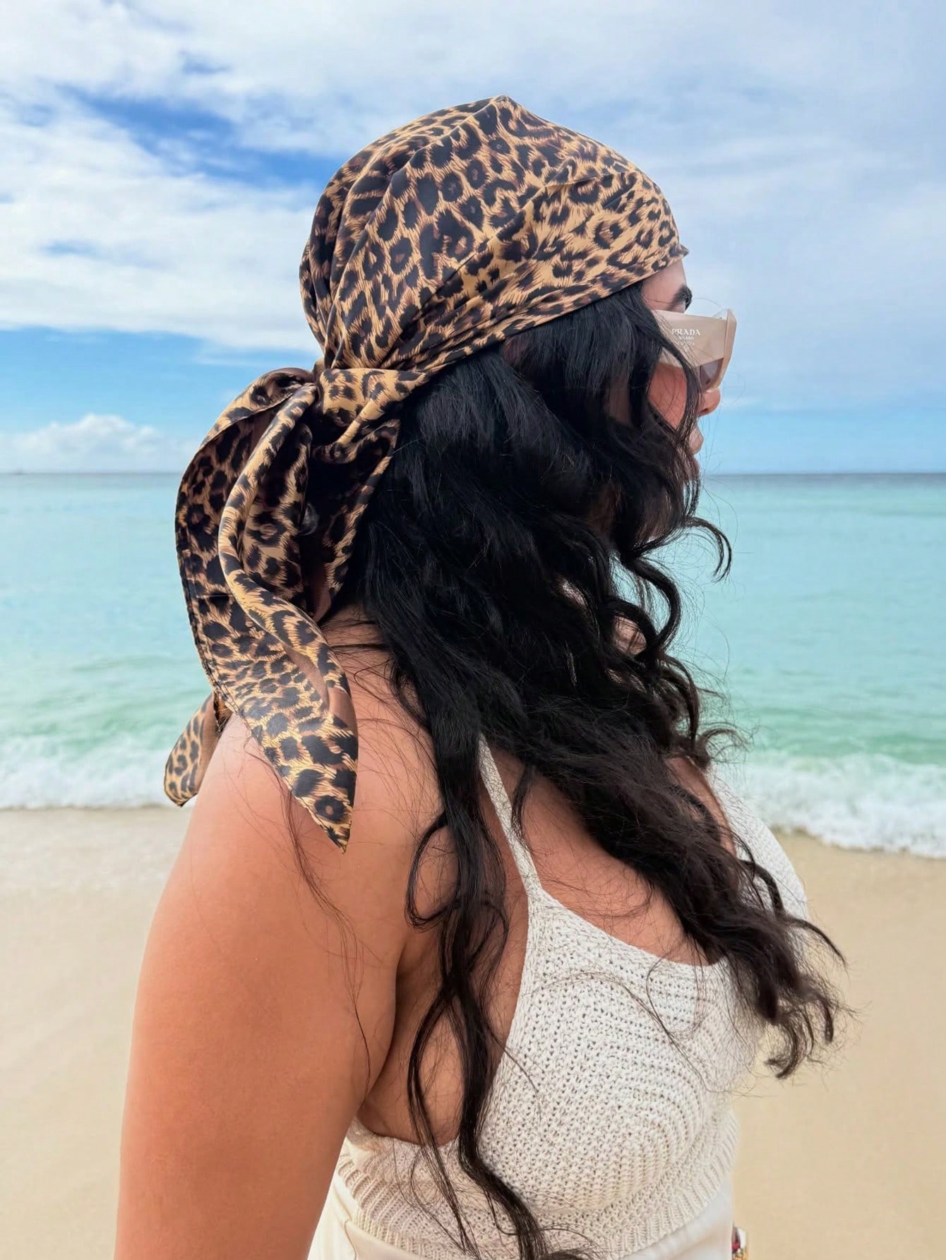 90cm Leopard Print Neckerchief - Scarf Silk Neck บทวิจารณ์และราคา