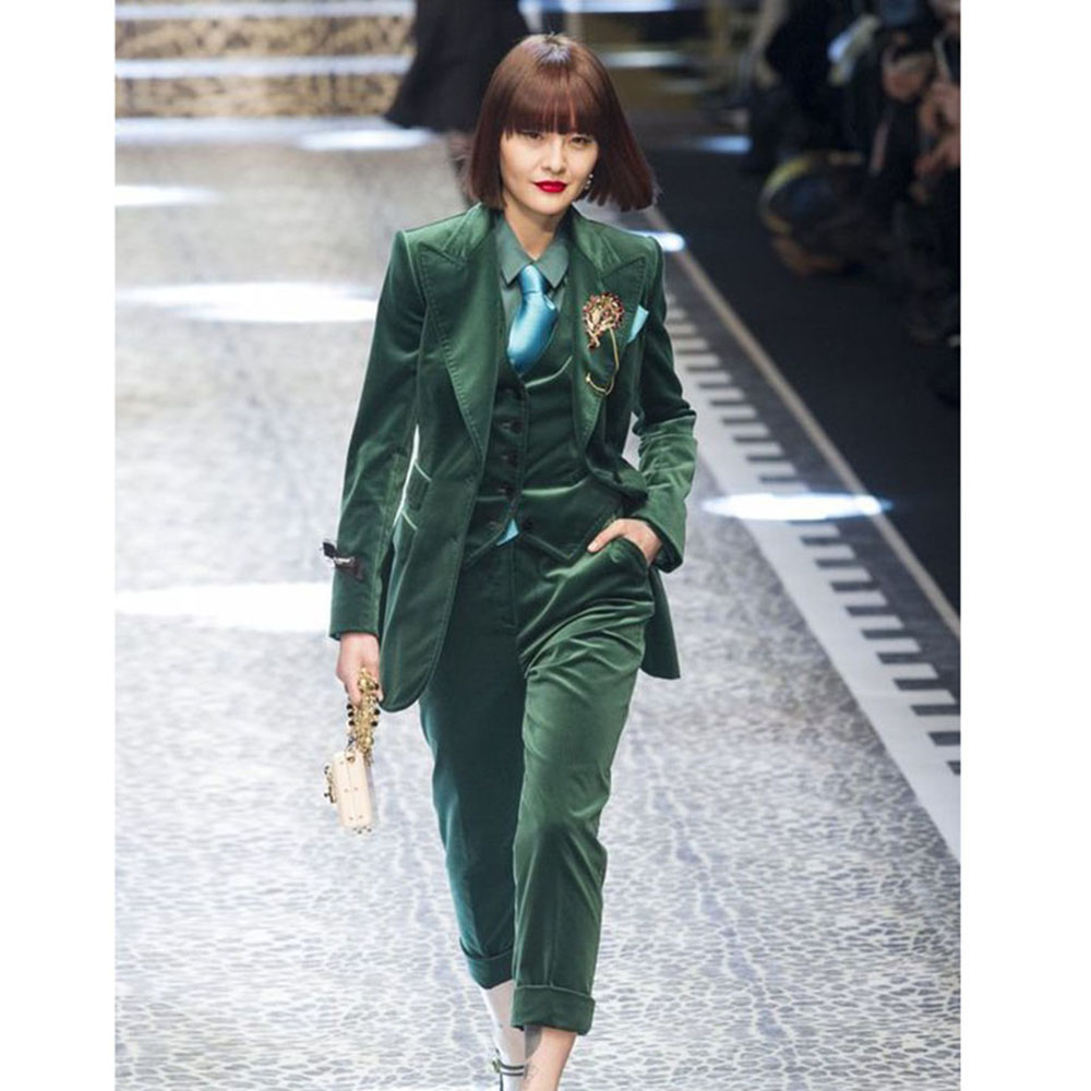 Luxury Green Velvet Winter Clo - Women Formal Wear Trousers บทวิจารณ์และราคา