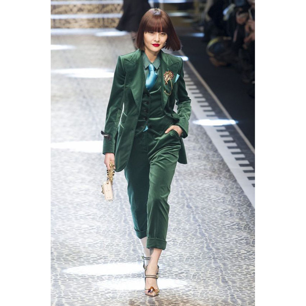 Luxury Green Velvet Winter Clo - Women Formal Wear Trousers บทวิจารณ์และราคา
