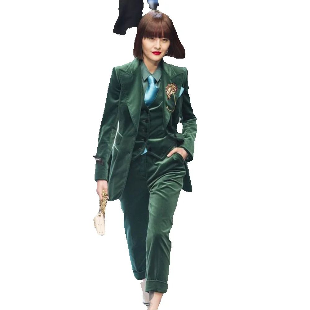 Luxury Green Velvet Winter Clo - Women Formal Wear Trousers บทวิจารณ์และราคา