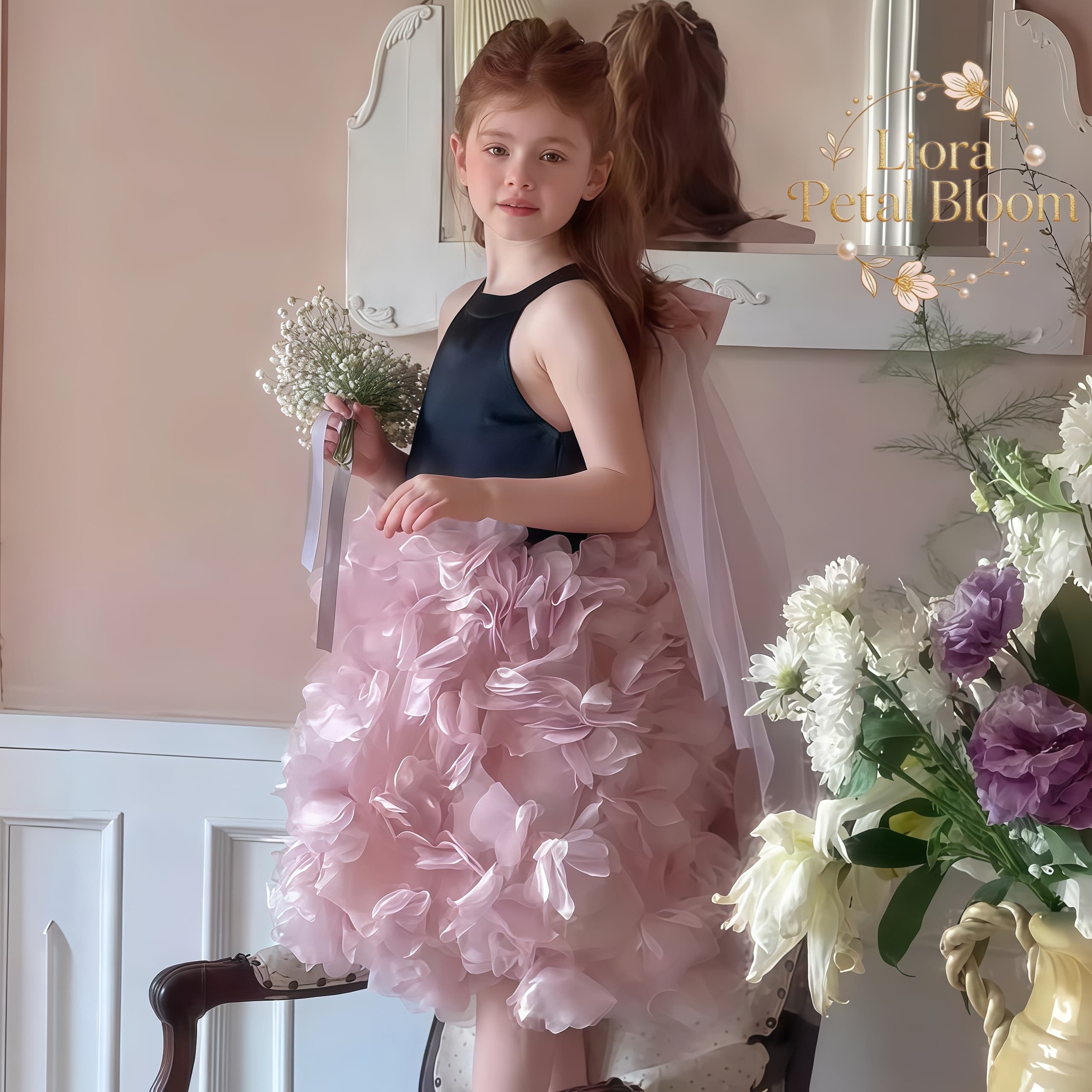 Girls' Black Floral Tulle Dres - Women'S Formal Wear For Girls บทวิจารณ์และราคา