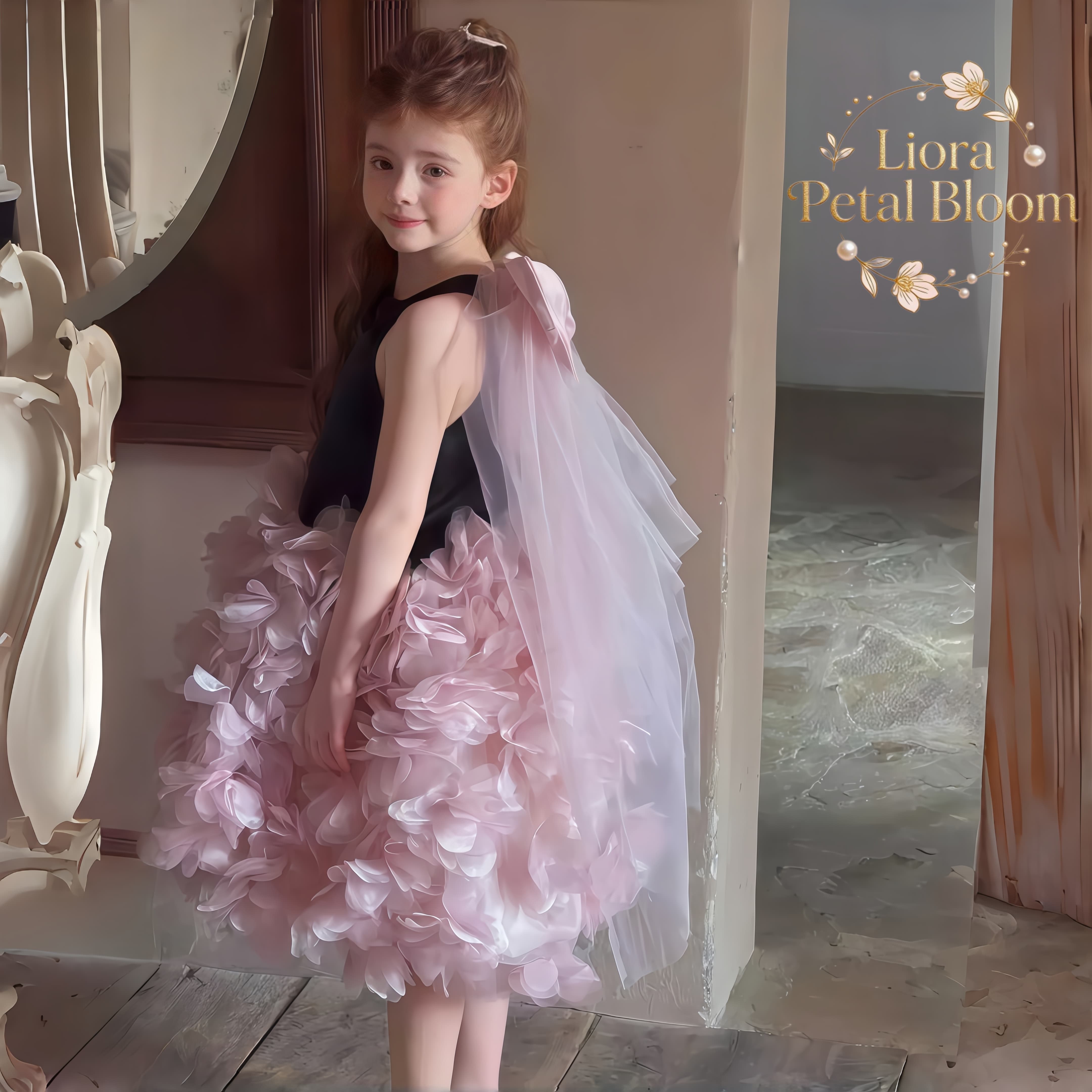 Girls' Black Floral Tulle Dres - Women'S Formal Wear For Girls บทวิจารณ์และราคา