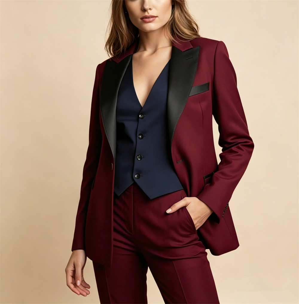 Elegant Burgundy Women's Suits - Women Formal Wear Vest บทวิจารณ์และราคา
