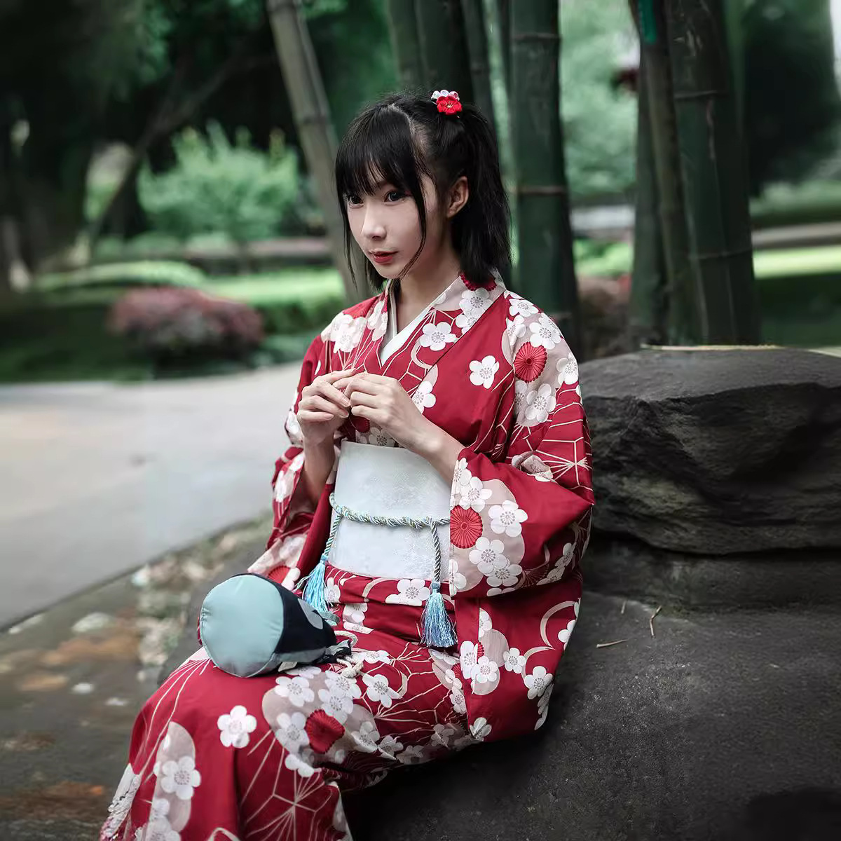 Red Japanese Yukata Kimono Fem - Women'S Formal Traditional Wear บทวิจารณ์และราคา